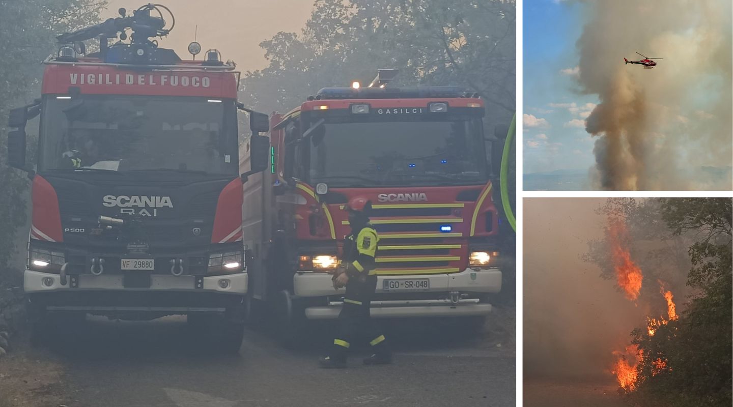 Immagine per Abitazioni salvate dalle fiamme, ancora una notte in prima linea sul Carso